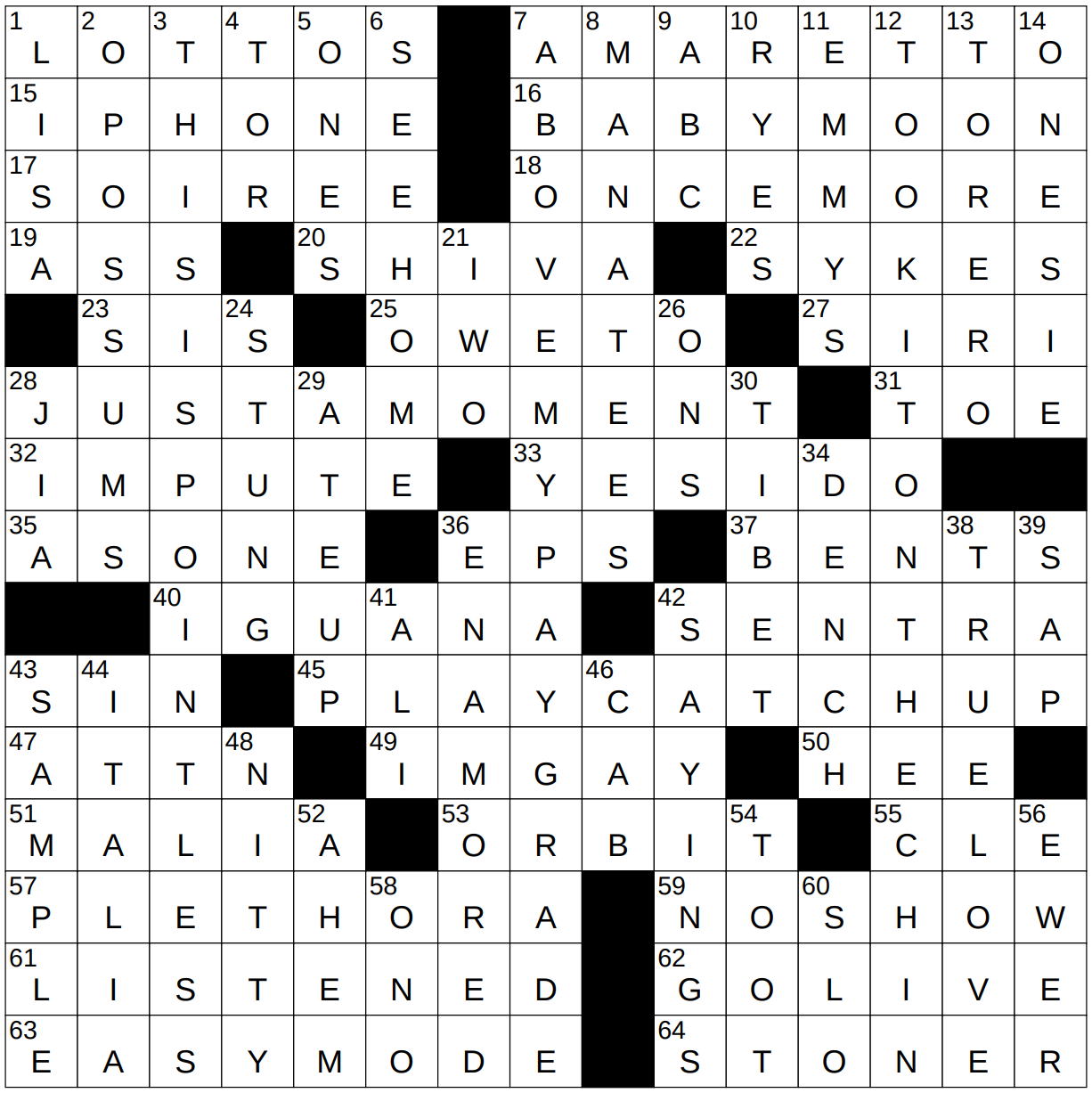lots and lots nyt crossword