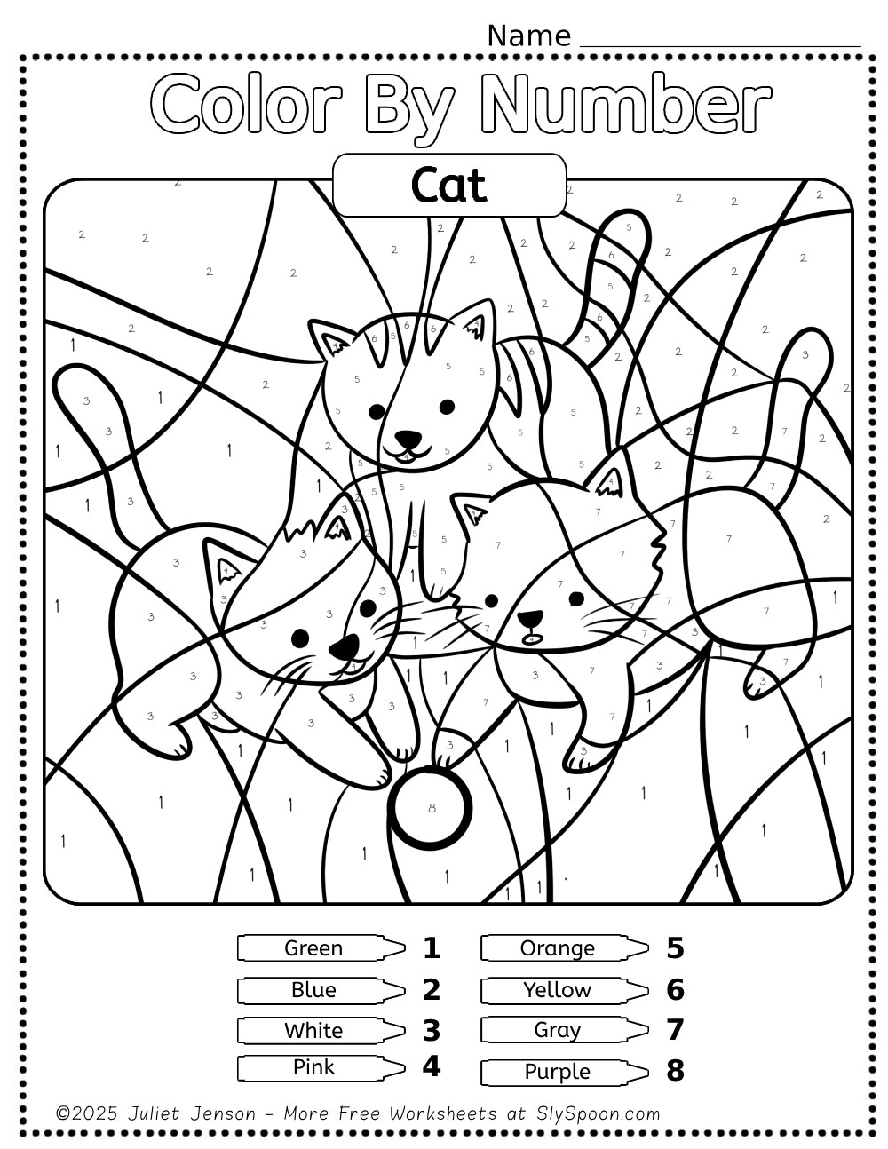 cat coloring by number cat coloring by number