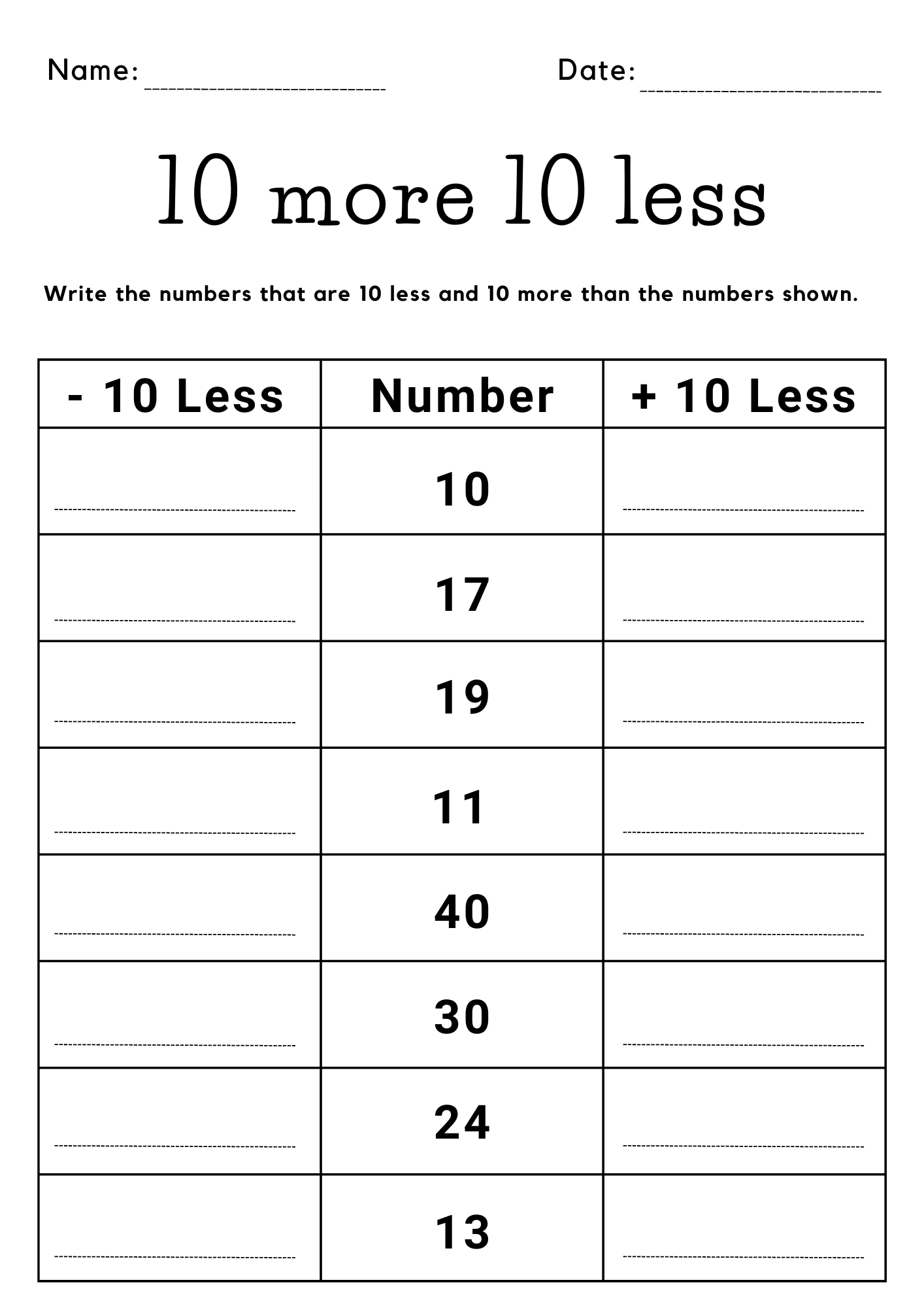 less than more than worksheets