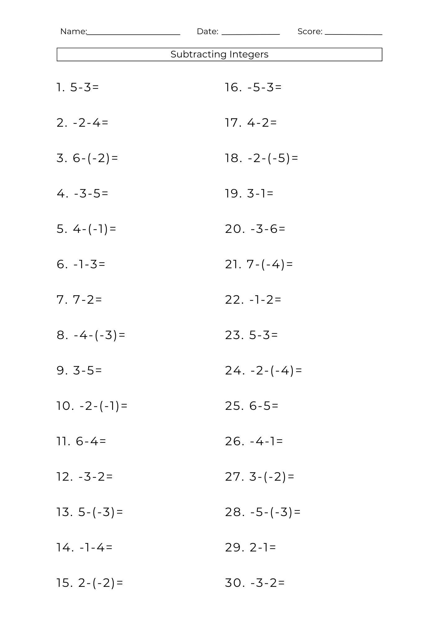 10 Printable Addition Subtraction Integers Worksheets Math Problems PDF Etsy Israel 10 Printable Addition Subtraction Integers Worksheets Math Problems PDF Etsy Israel
