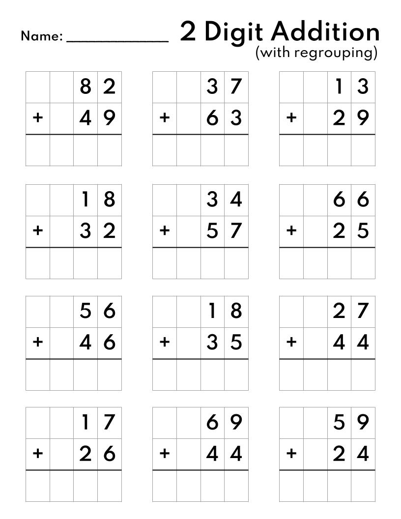 10 Printable Two Digit Addition Worksheets Double Digit Addition Worksheets 1st Grade 2nd Grade Made By Teachers