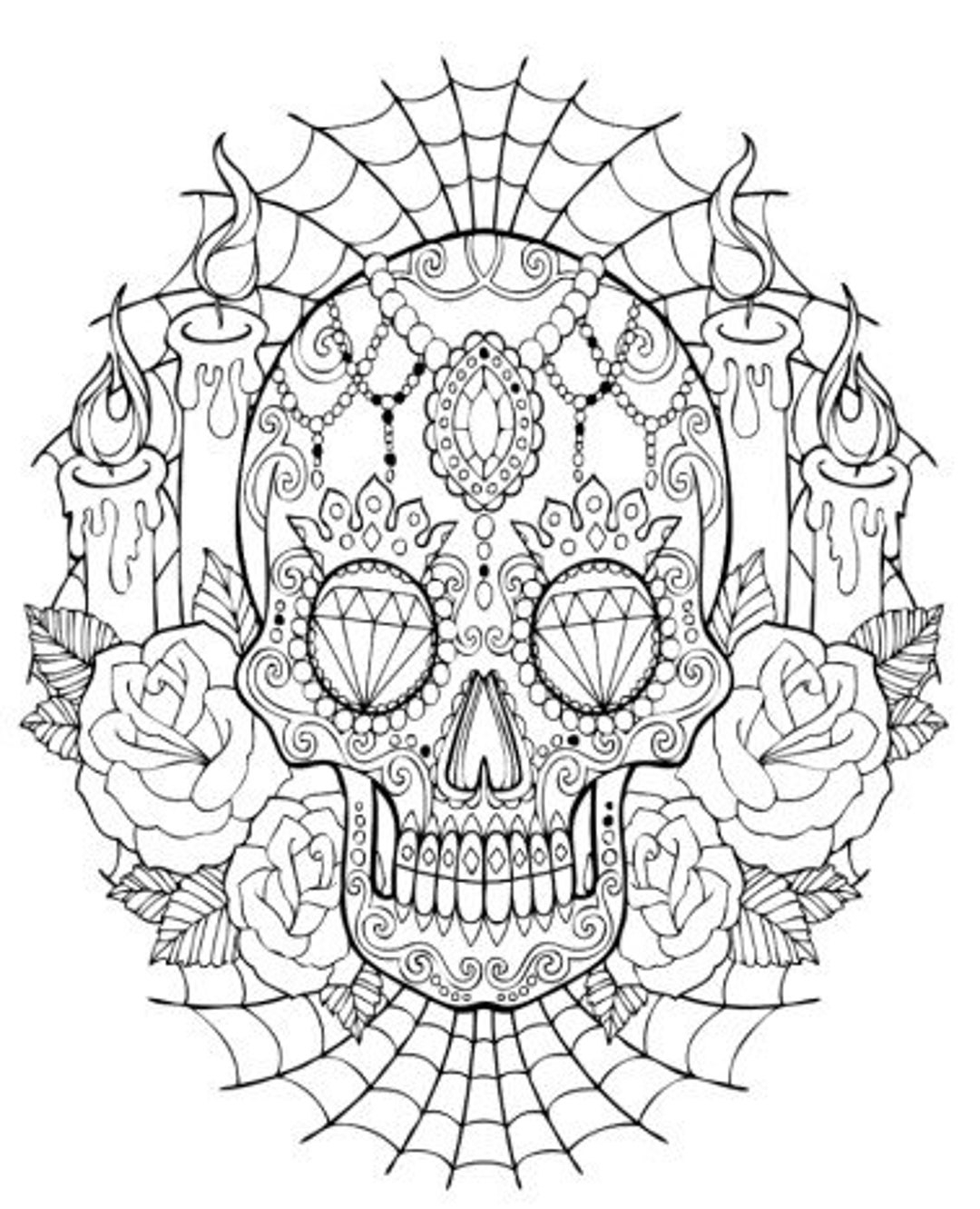 100 Sugar Skull Coloring Pages For Adults Etsy