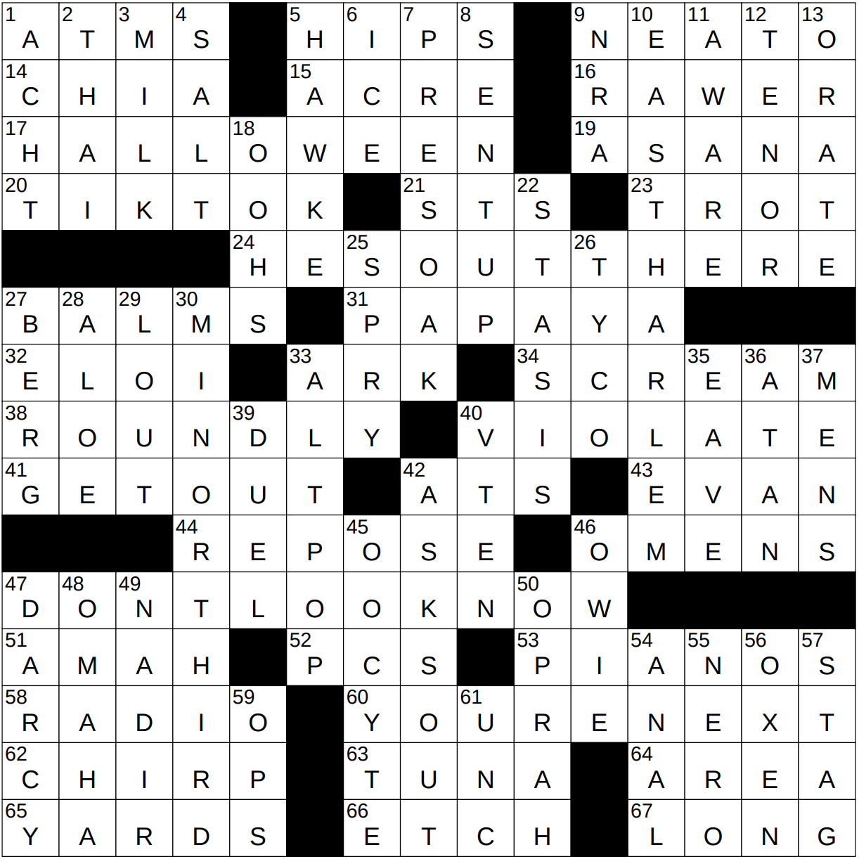 1031 23 NY Times Crossword 31 Oct 23 Tuesday NYXCrossword