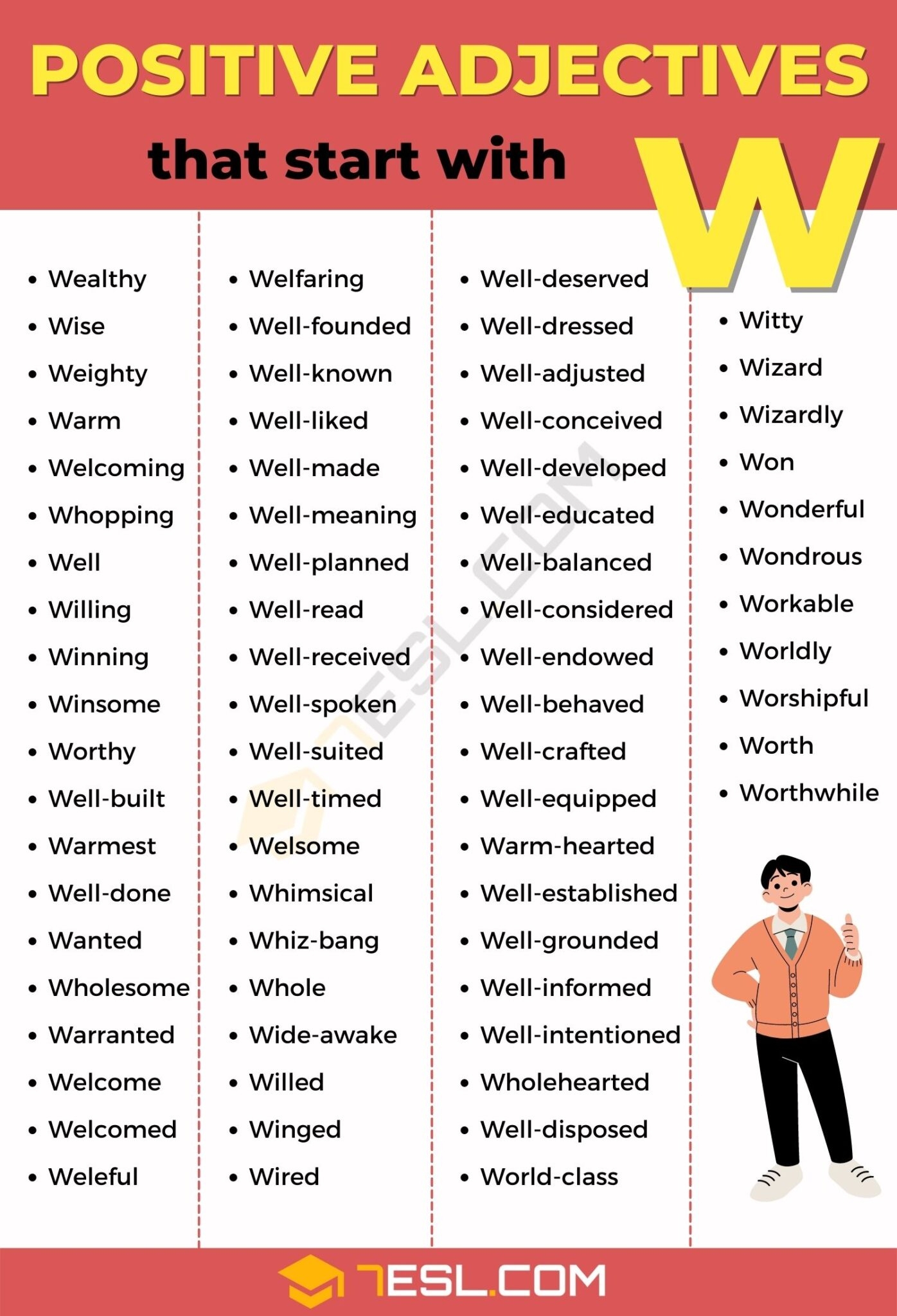 114 Positive Adjectives That Start With W W Words To Describe Someone 7ESL 114 Positive Adjectives That Start With W W Words To Describe Someone 7ESL