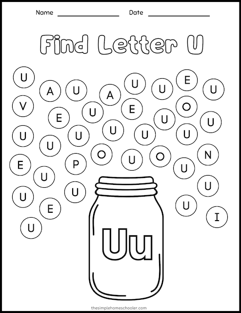 free printable letter u worksheet