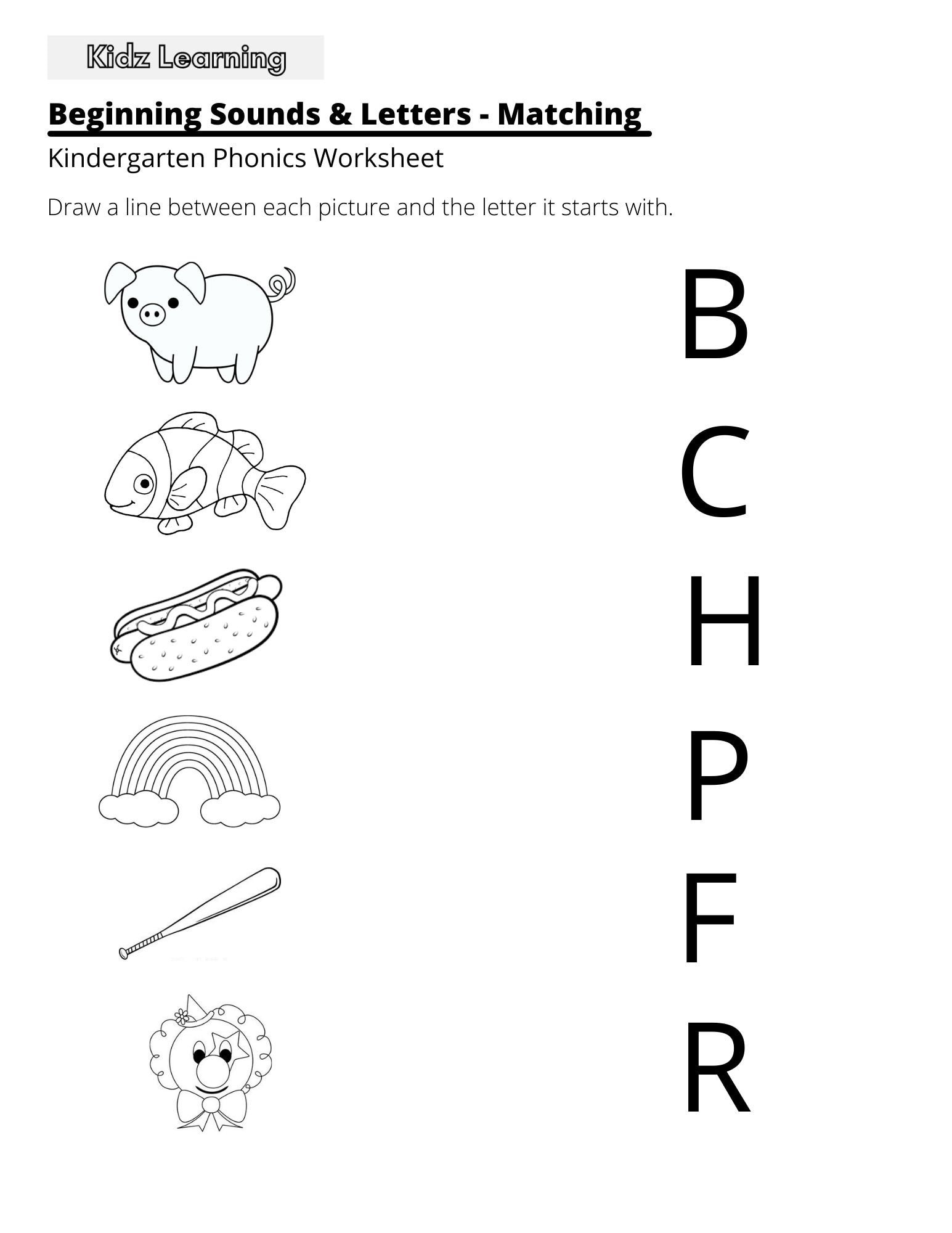 beginning sounds worksheets for kindergarten