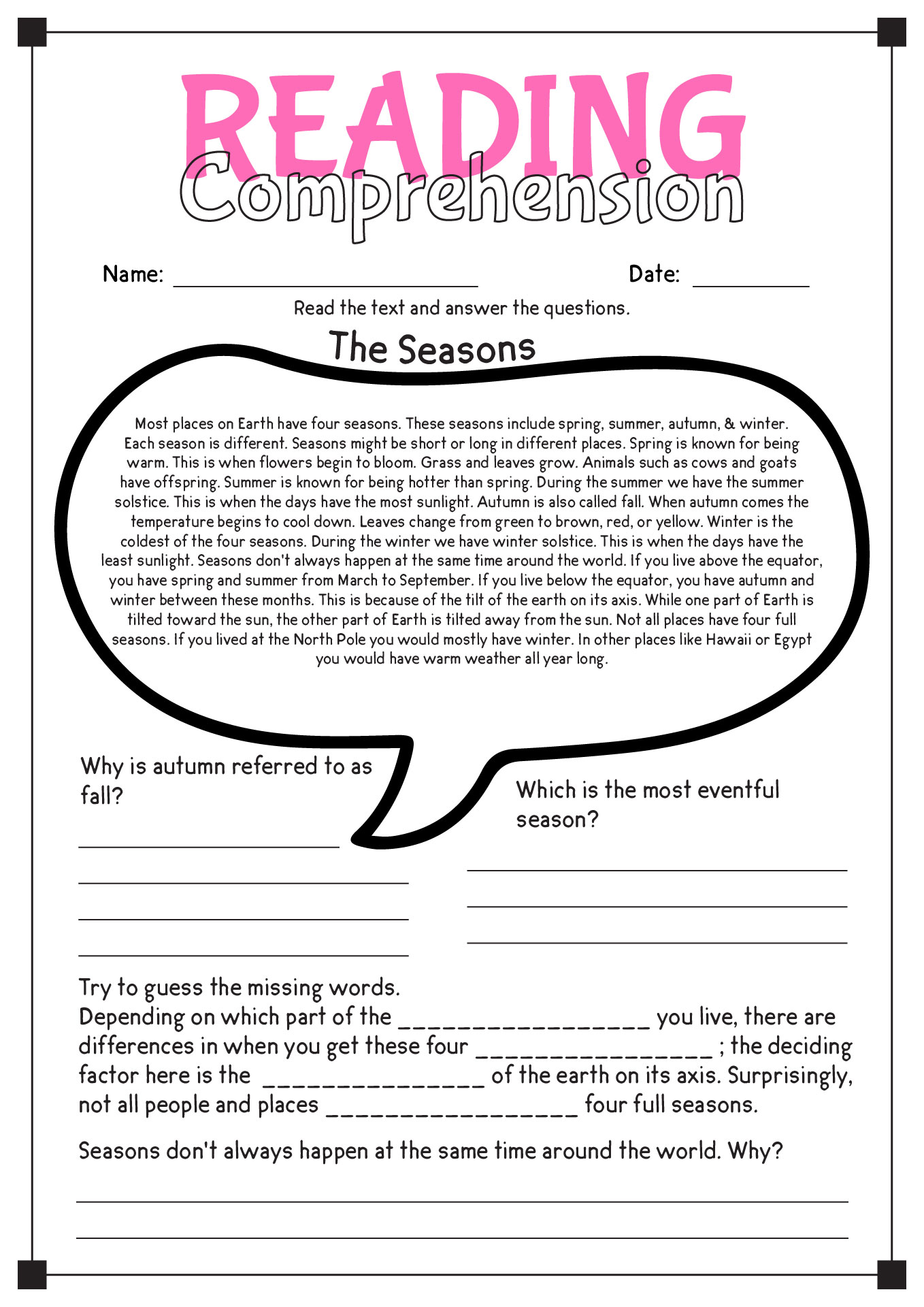 16 Comprehension Reading English Worksheets Free PDF At Worksheeto