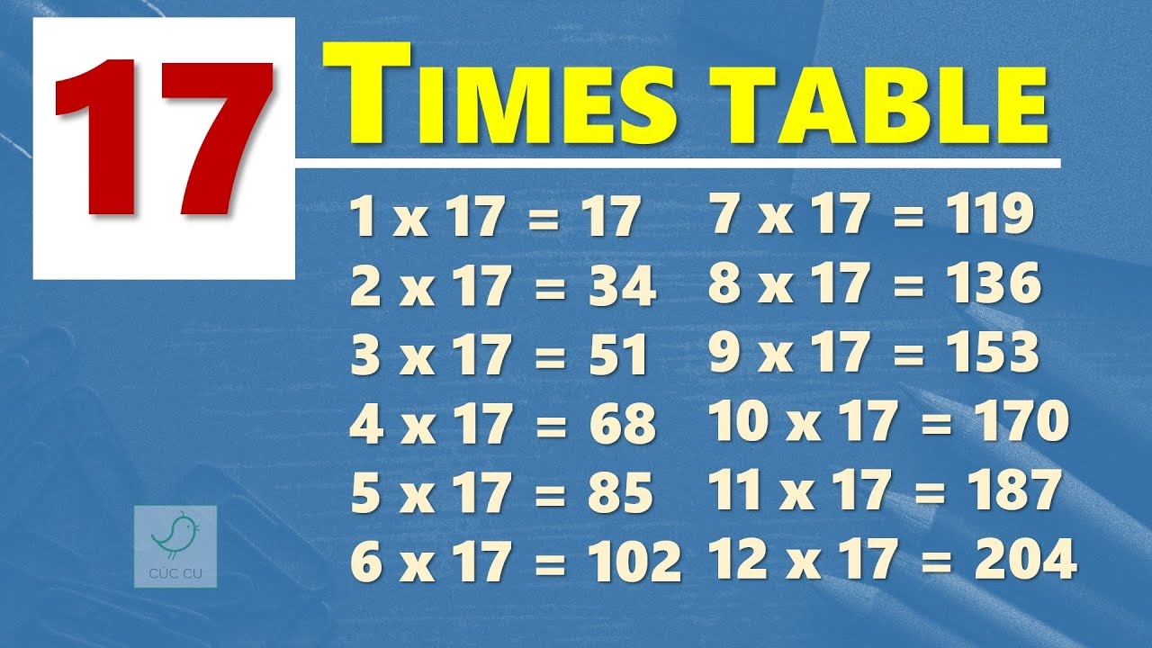 17 Times Table Multiplication Table Of 17 Learn By Heart YouTube