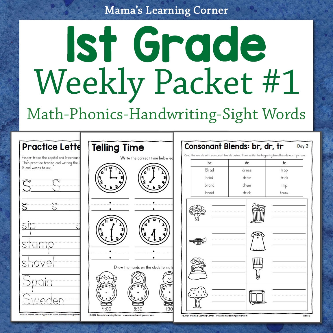 1st Grade Weekly Worksheet Packet 1 Mamas Learning Corner 1st Grade Weekly Worksheet Packet 1 Mamas Learning Corner