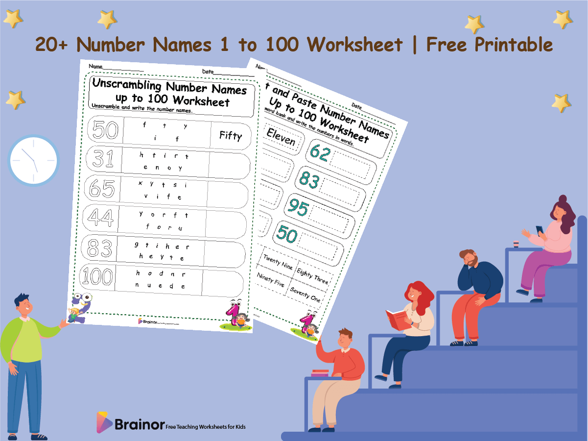 number names worksheet 1 to 100 printable