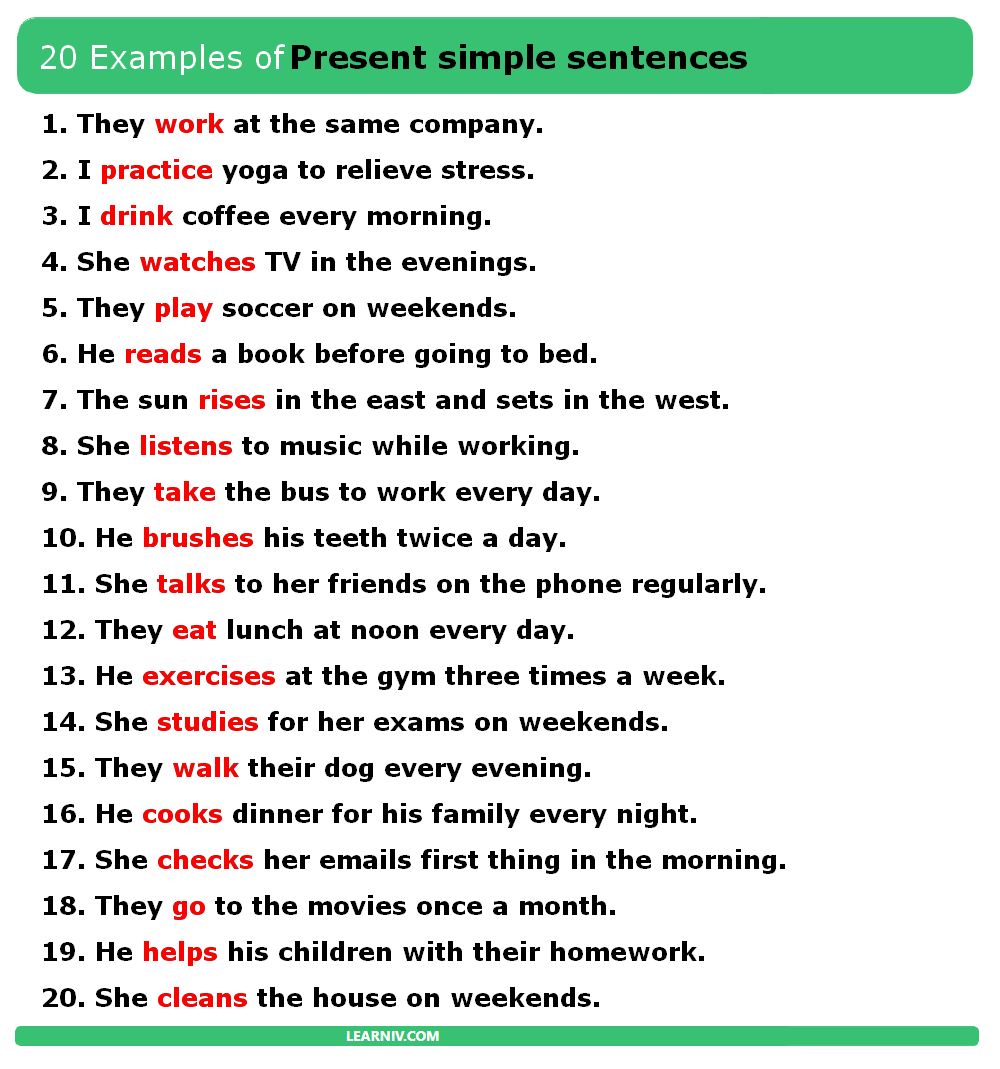 20 Sentences In Simple Present Tense Blog EN Learniv