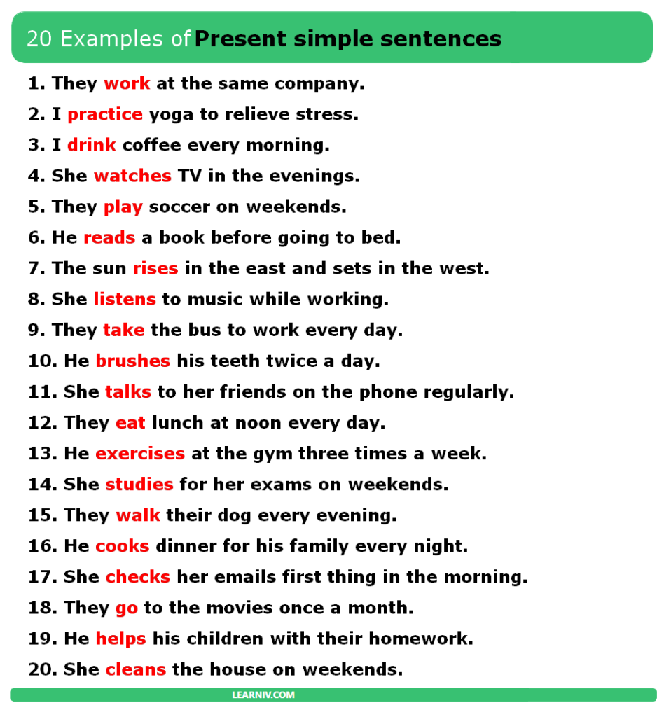 20 Sentences In Simple Present Tense Blog EN Learniv 20 Sentences In Simple Present Tense Blog EN Learniv