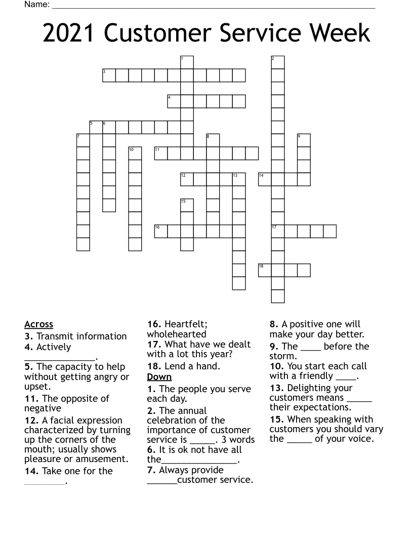 2021 Customer Service Week Crossword WordMint