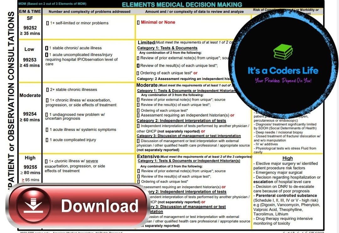 2023 Inpatient Or Observation Consultations E M Audit Tool Worksheet 