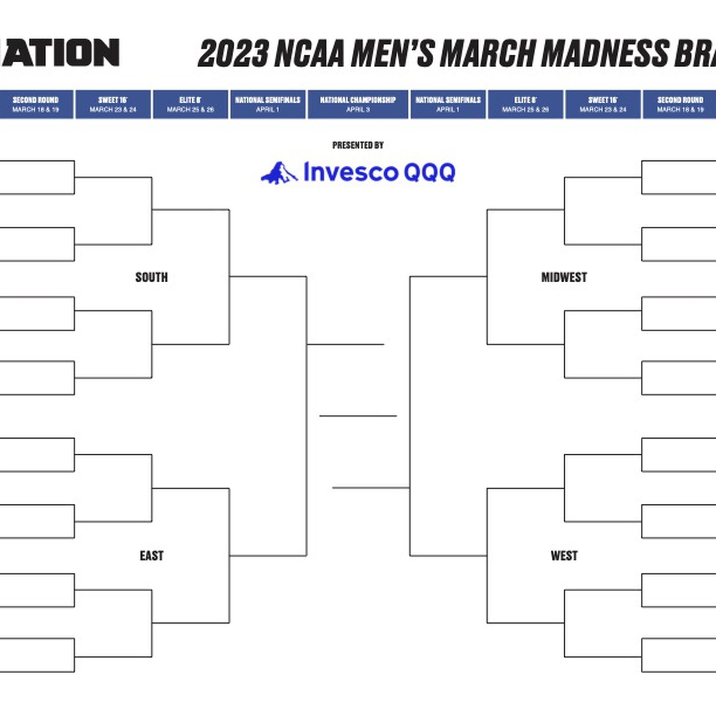 2023 NCAA Printable Bracket Schedule For March Madness SBNation 2023 NCAA Printable Bracket Schedule For March Madness SBNation