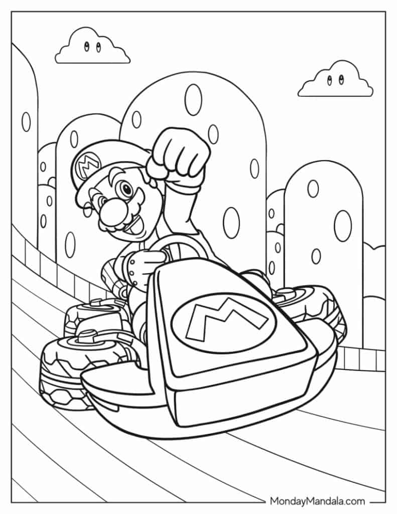 mario colouring pages printable