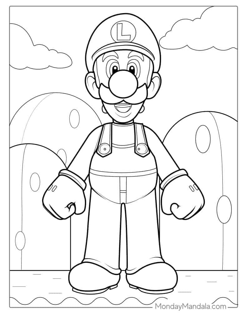 luigi mario coloring pages