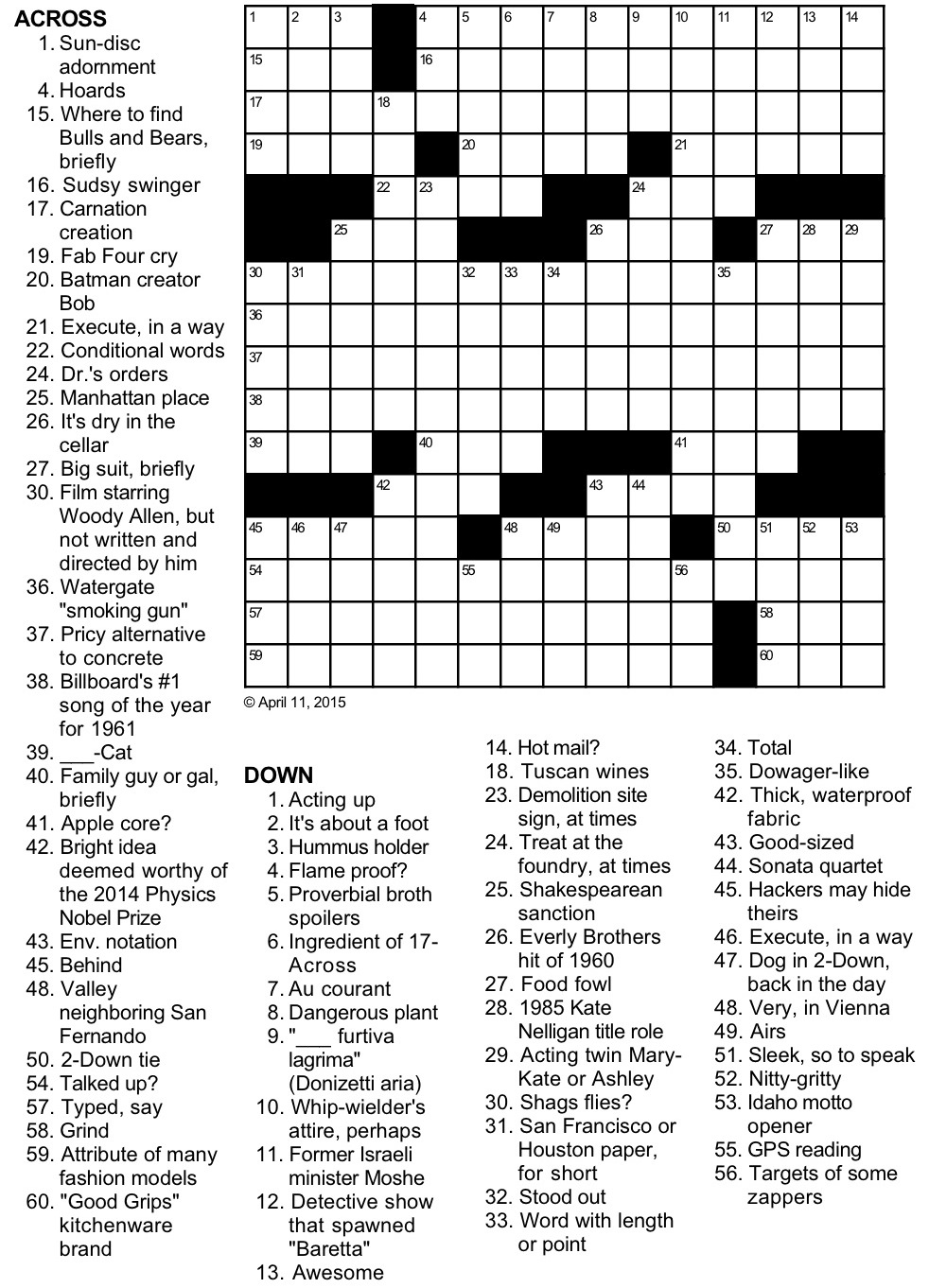 4 Play Crossword Puzzle