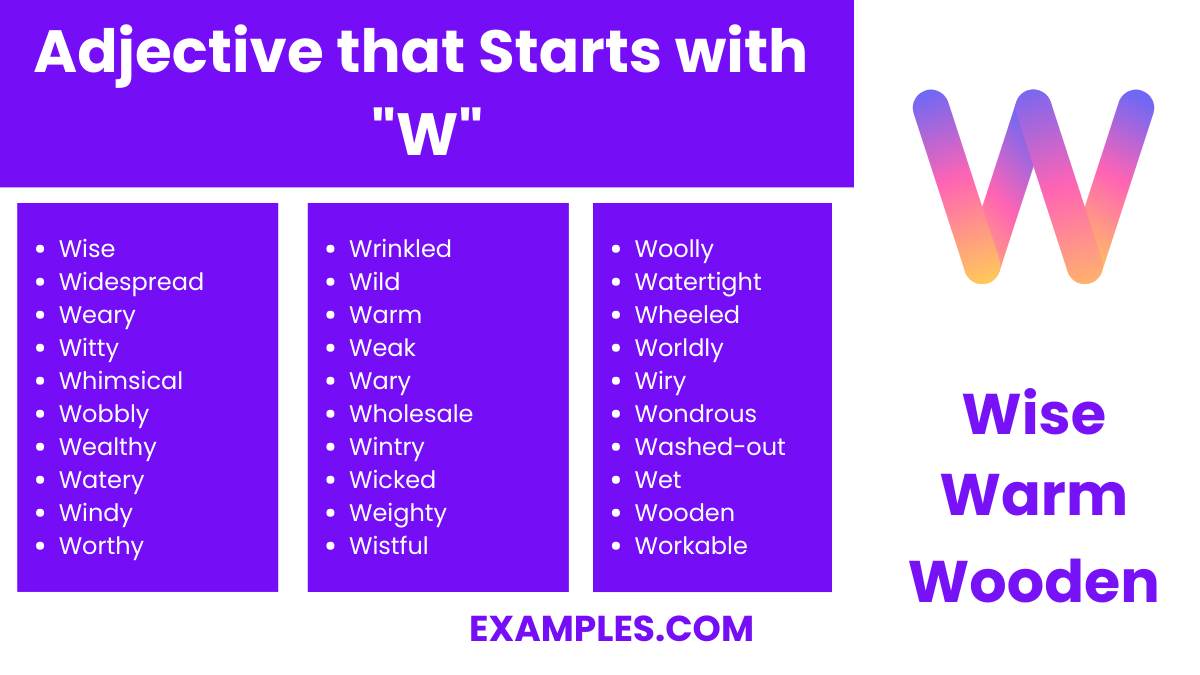 adjectives starting with w adjectives starting with w