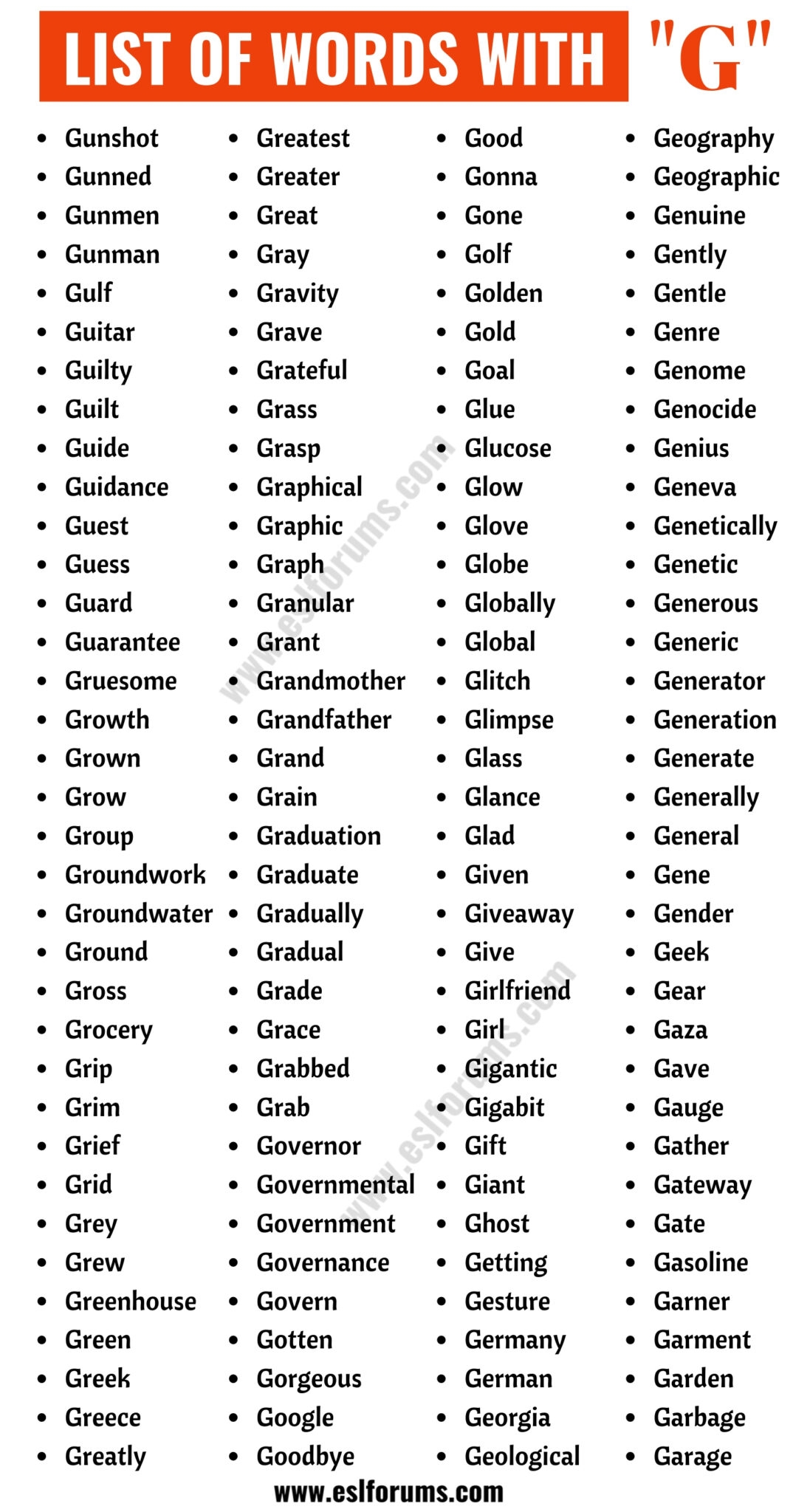4730 Words That Start With G List Of Popular G Words ESL Forums