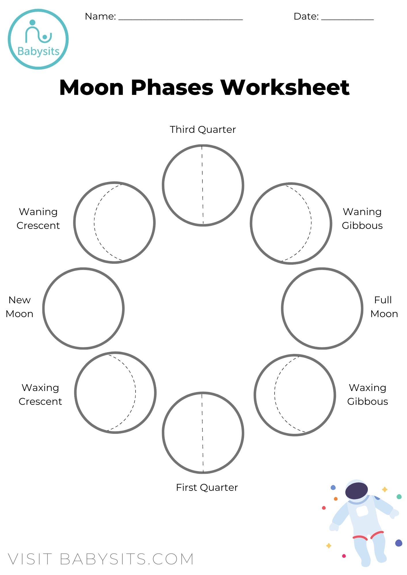 4th Grade Easter Phases Of The Moon Worksheets Printable