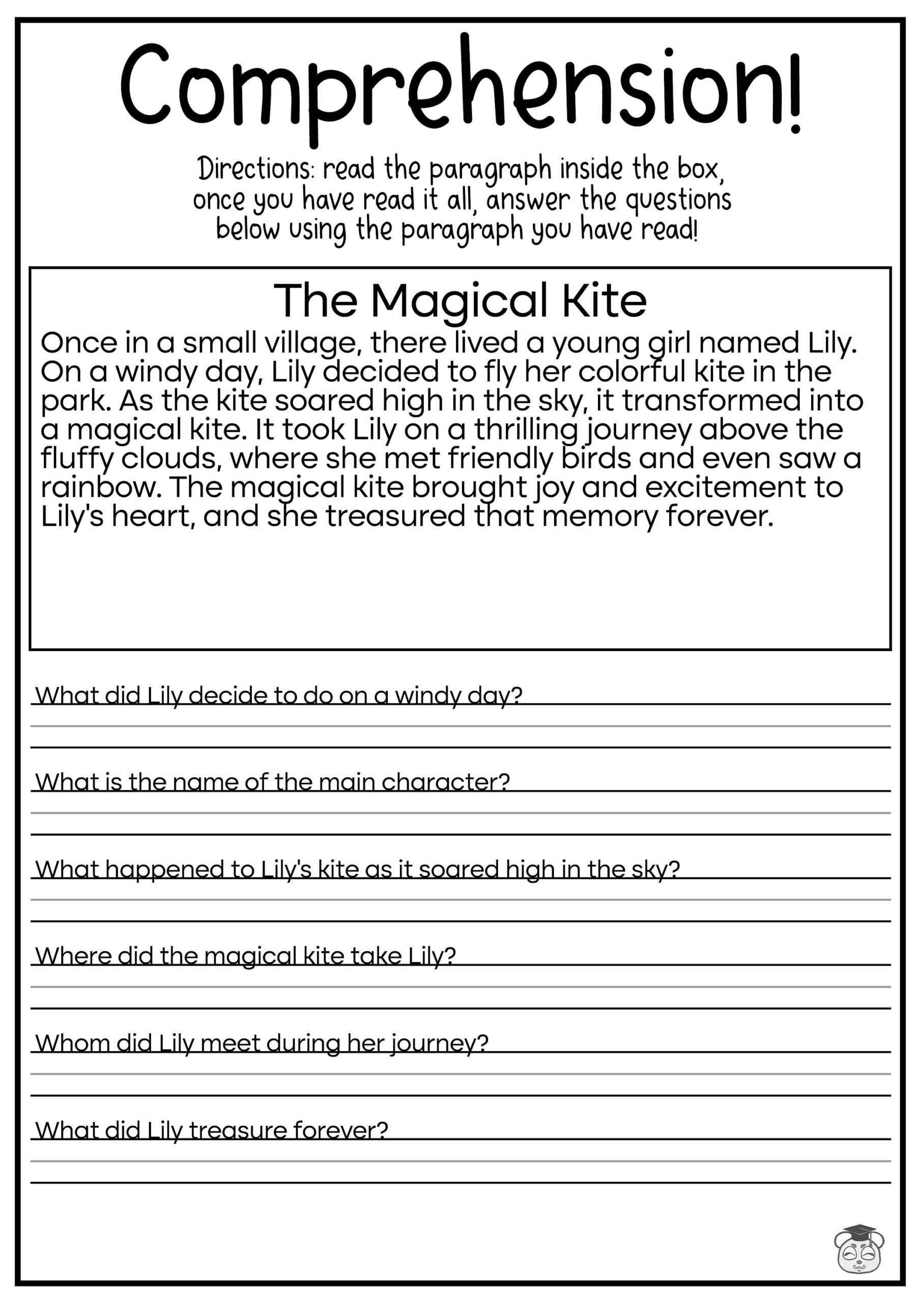 5 Printable Reading Comprehension English Worksheets ages 4 7 KG1 To Grade 2 Etsy