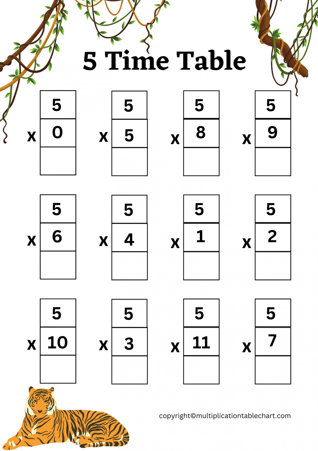 5 Times Table Worksheet 5 Multiplication Table Free PDF 5 Times Table Worksheet 5 Multiplication Table Free PDF