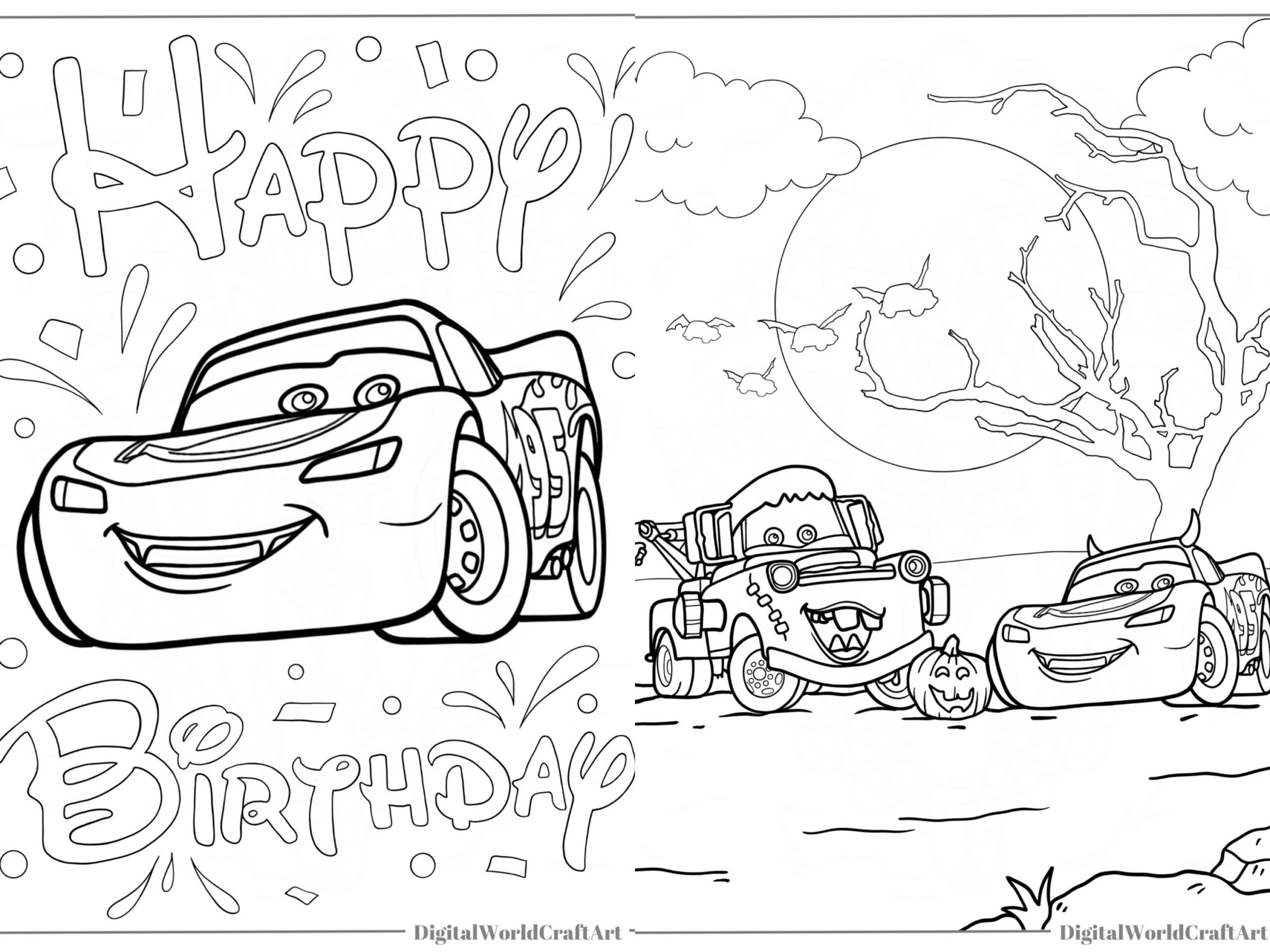 disney cars colouring in pages