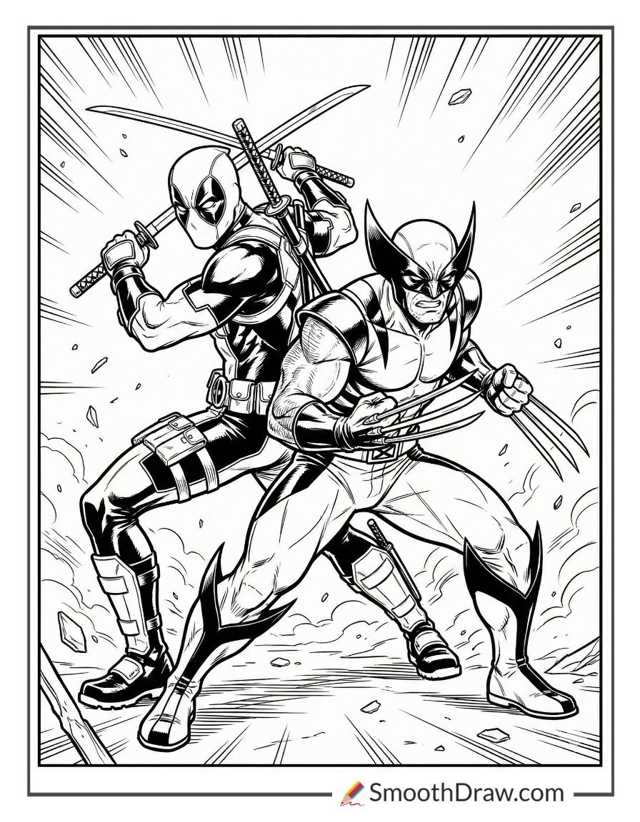 deadpool and wolverine coloring pages deadpool and wolverine coloring pages