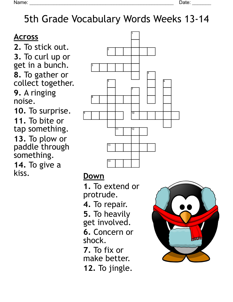 5th Grade Vocabulary Words Weeks 13 14 Crossword WordMint
