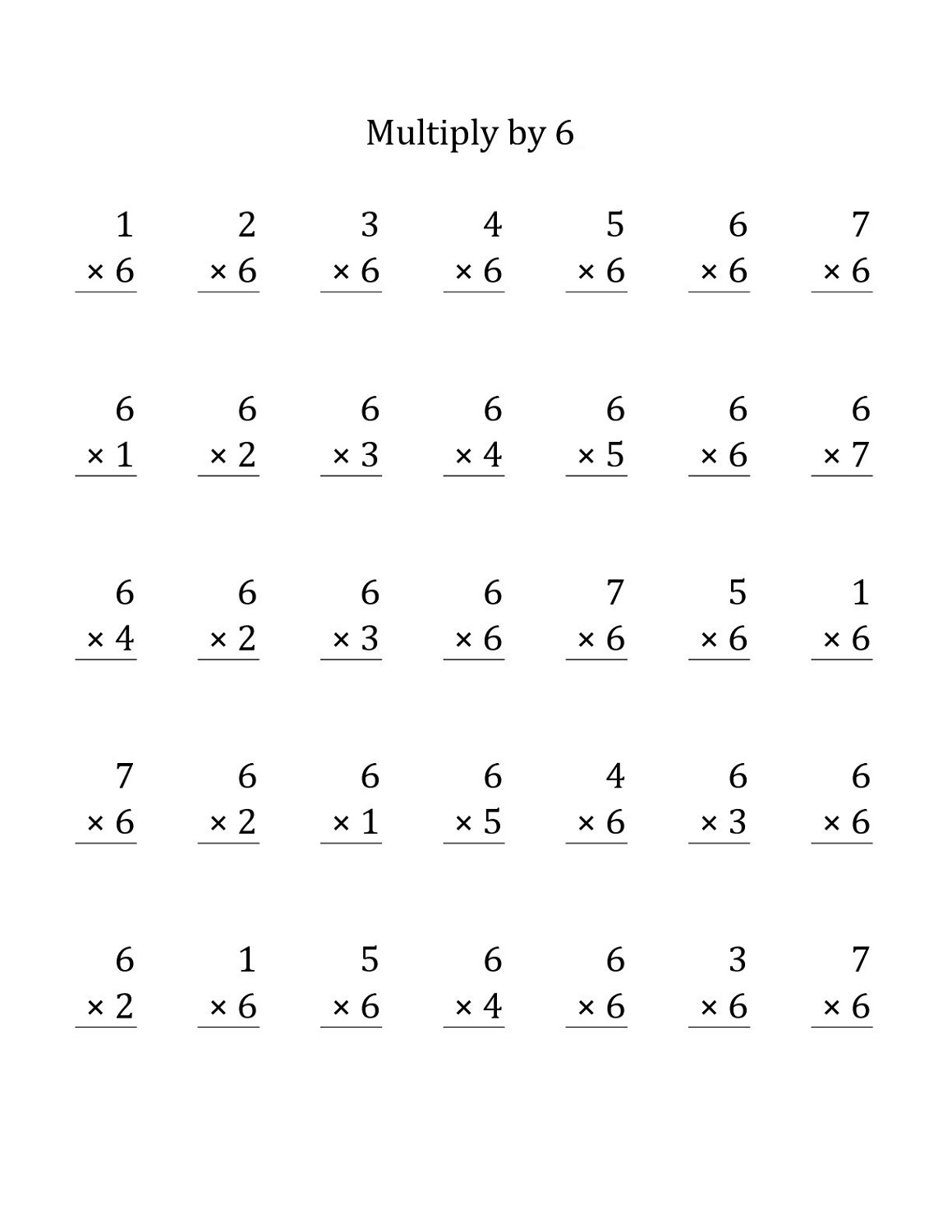 6 Multiplication Facts Worksheets Free Printable Worksheet