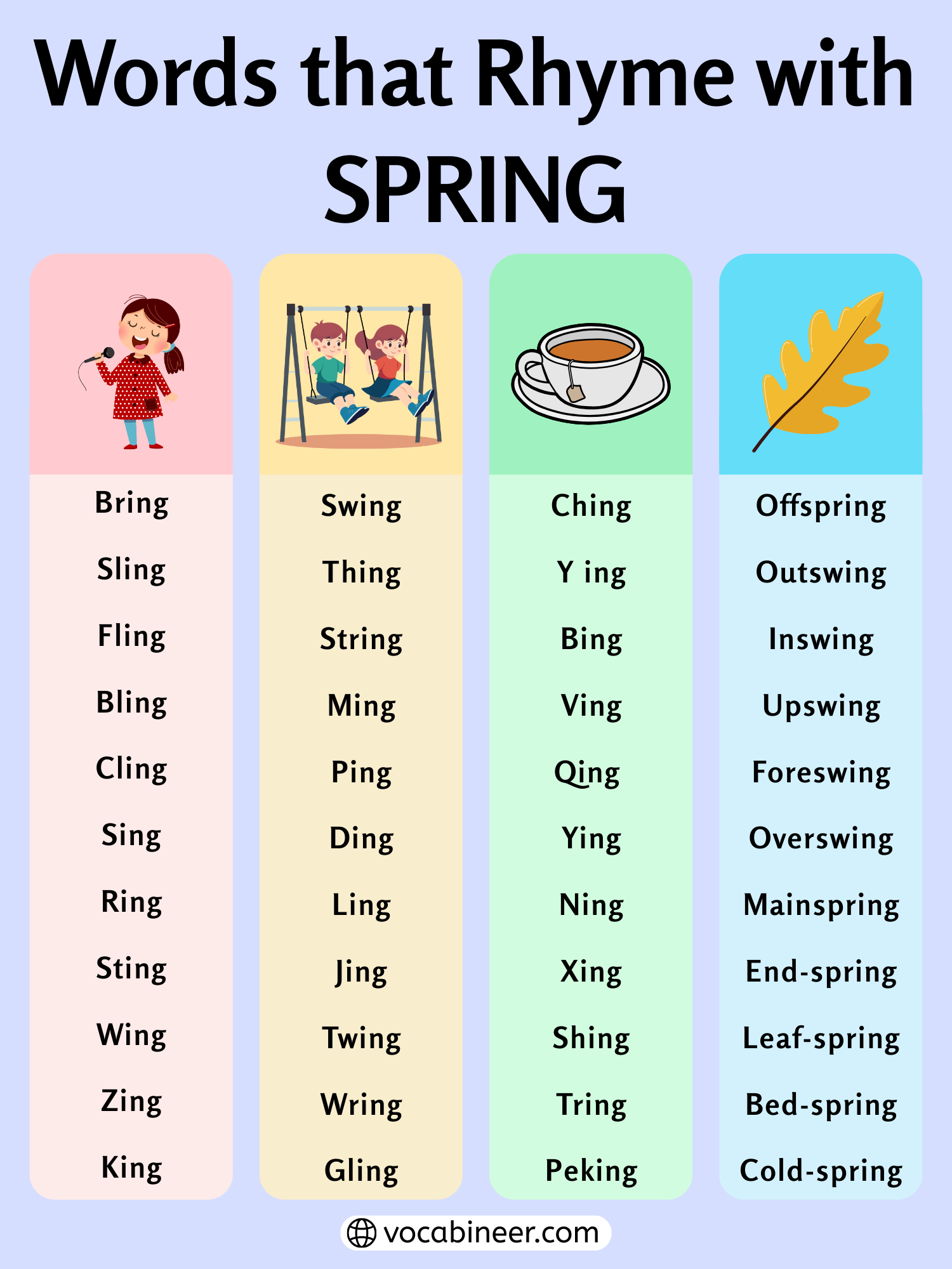 647 Joyful Words That Rhyme With Spring For Poems