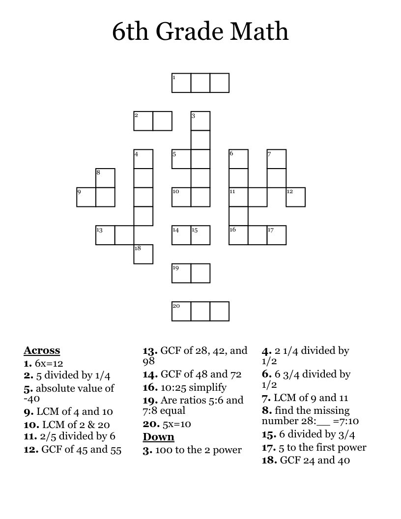 math crossword puzzles pdf math crossword puzzles pdf