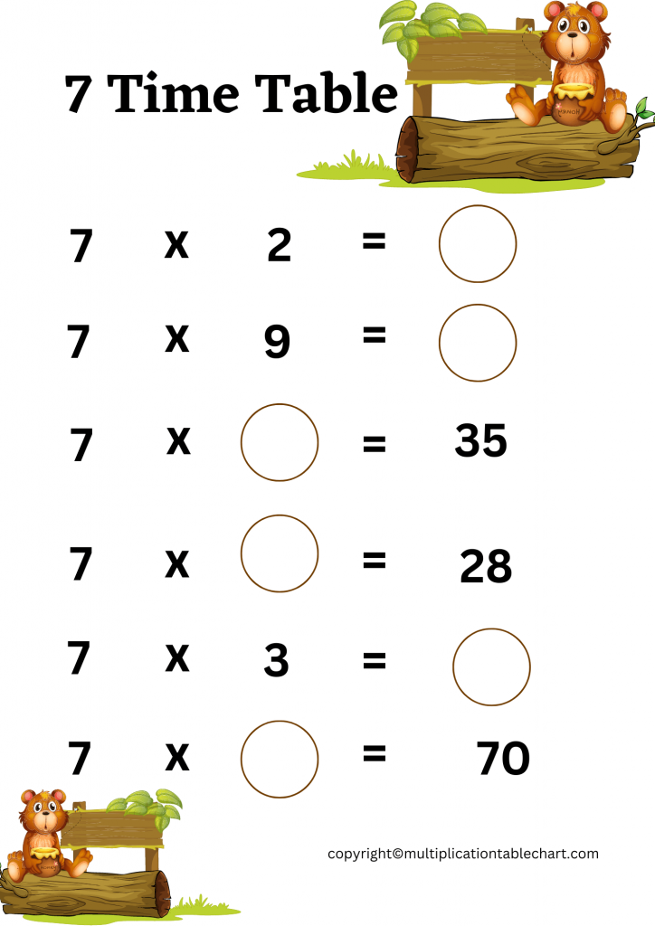 multiplication 7 worksheet printable multiplication 7 worksheet printable