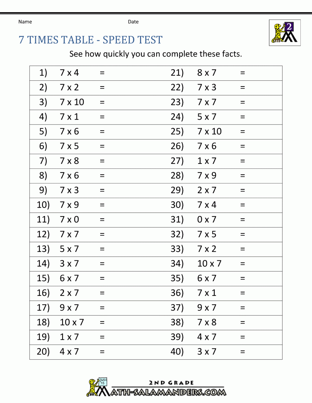 maths times tables worksheets