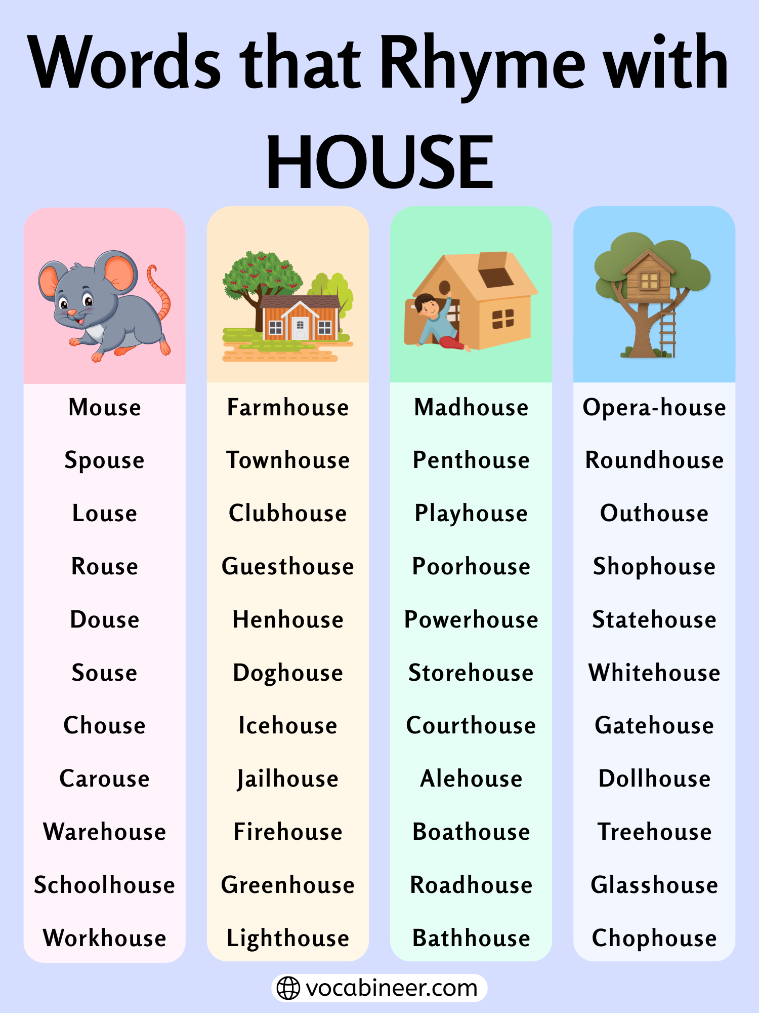 891 Beautiful Rhymes With House For Poems