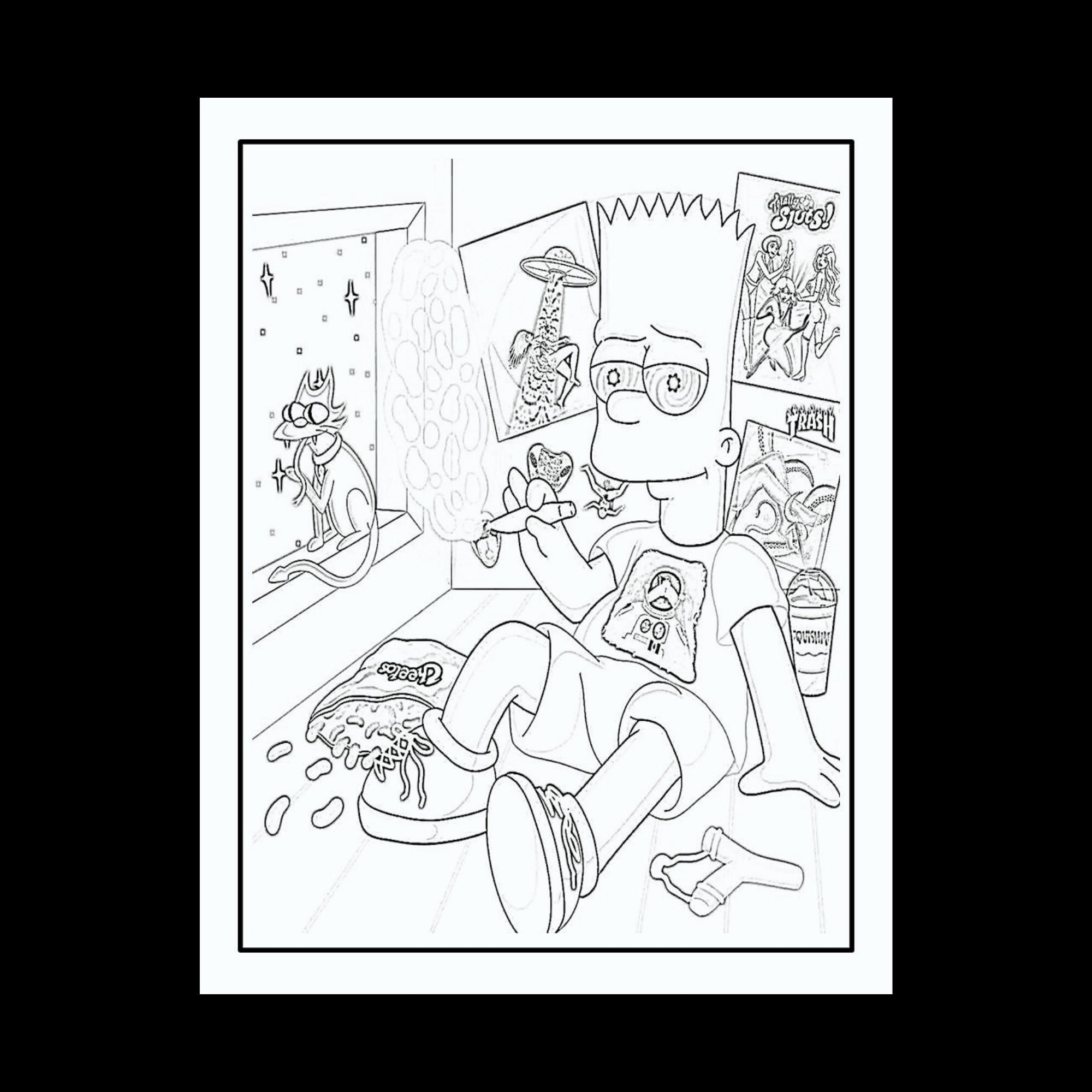 90s Cartoons Adult Coloring Pages The Simpsons Trippy Etsy