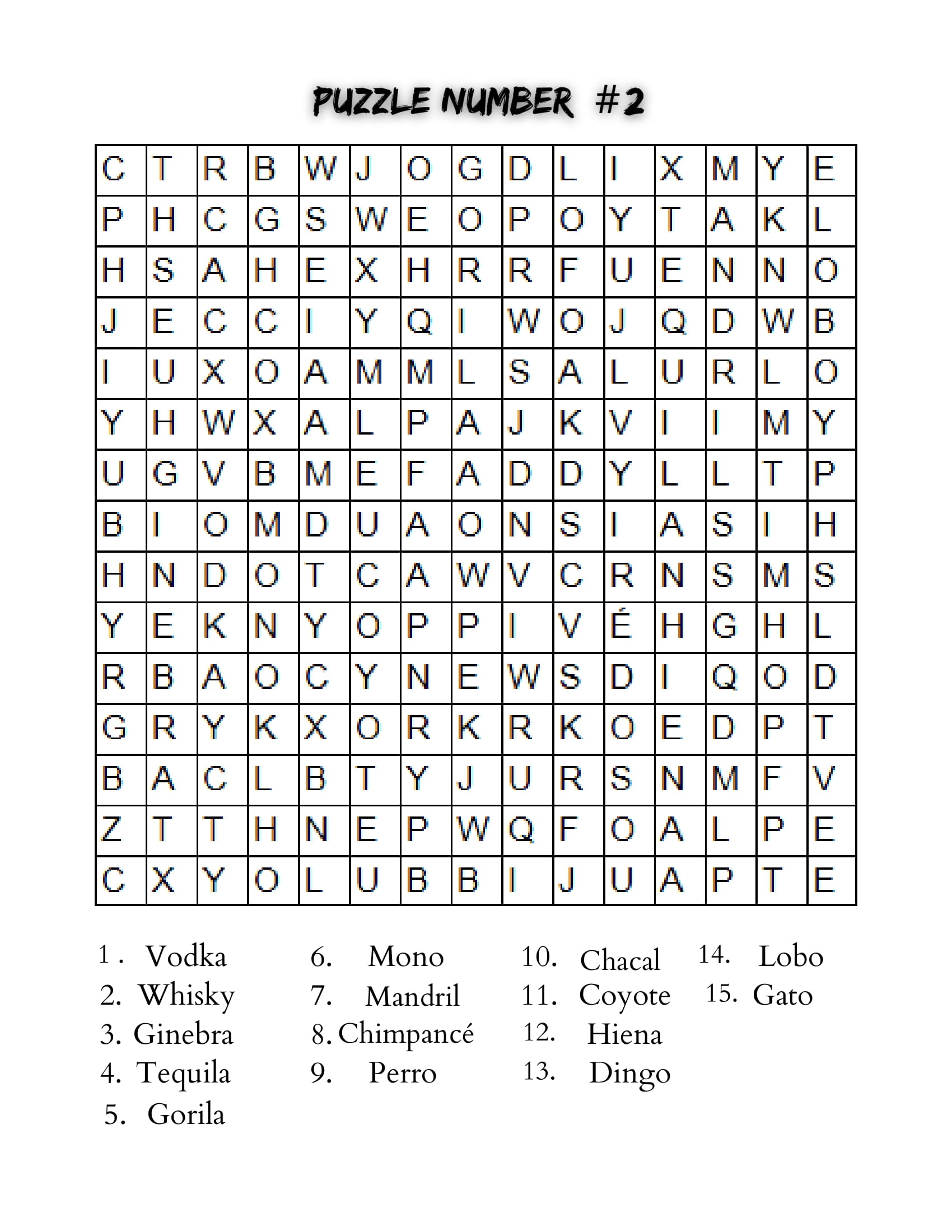 word search puzzles in spanish
