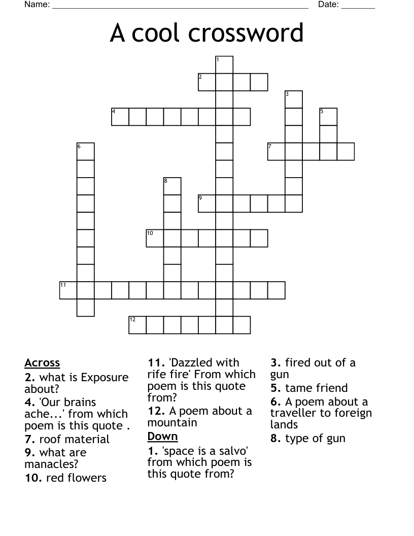 A Cool Crossword WordMint
