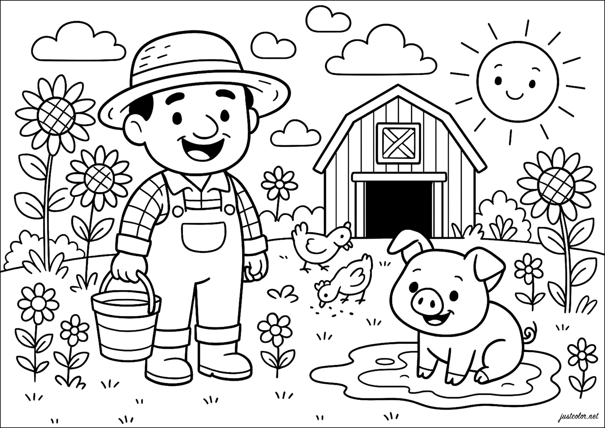 A Happy Day On The Farm Farm Coloring Pages A Happy Day On The Farm Farm Coloring Pages