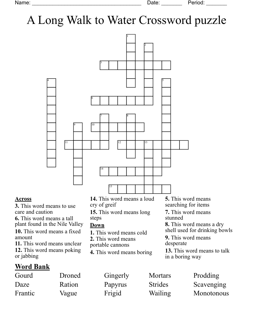 A Long Walk To Water Crossword Puzzle WordMint A Long Walk To Water Crossword Puzzle WordMint