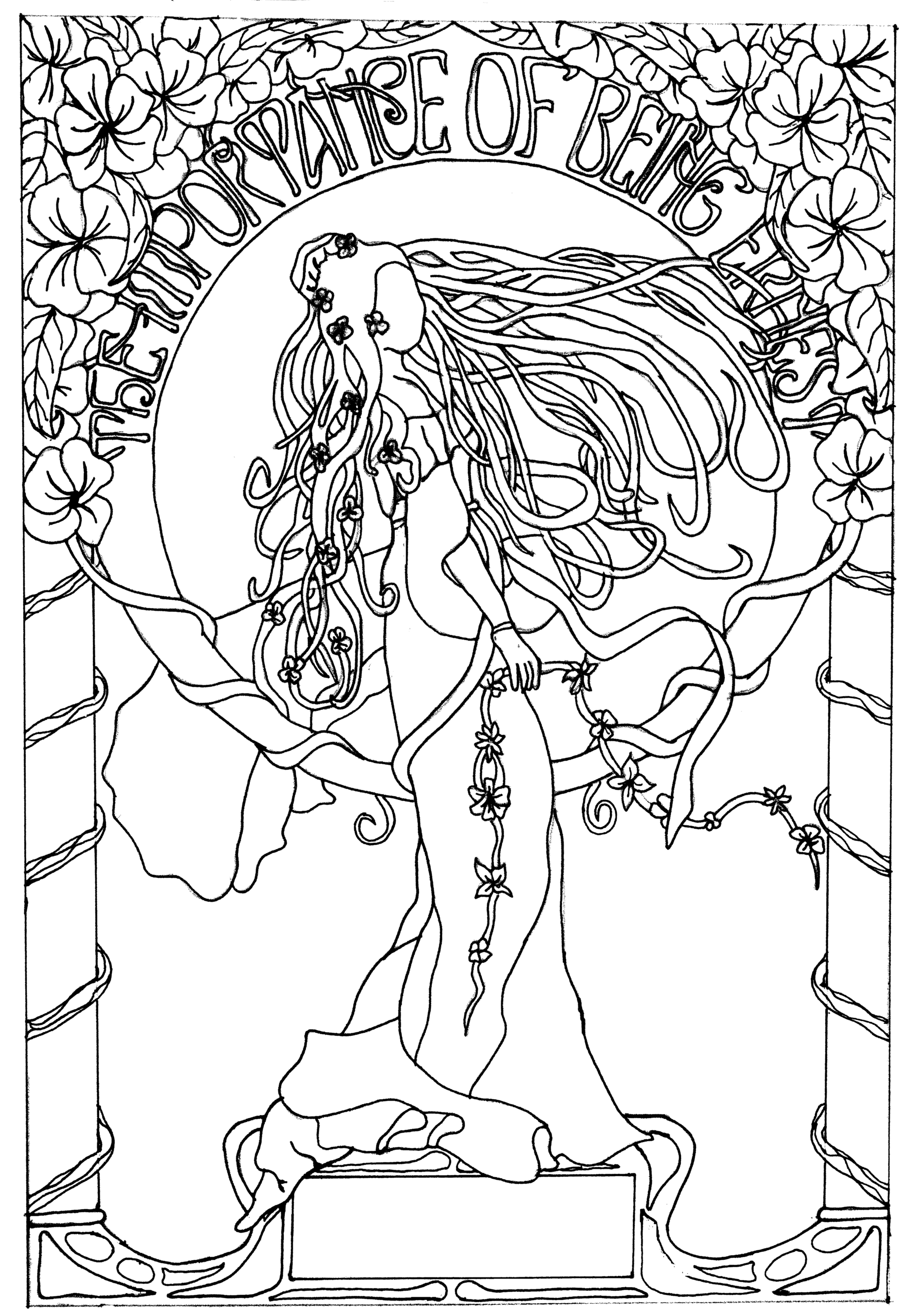 A Modern Design Inspired By Art Nouveau Art Nouveau Coloring Pages For Adults