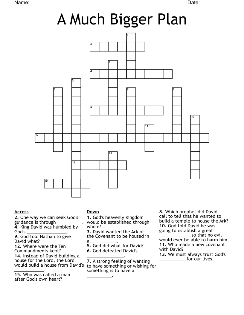 A Much Bigger Plan Crossword WordMint A Much Bigger Plan Crossword WordMint