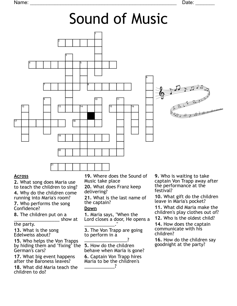 A MUSICAL CROSSWORD WordMint