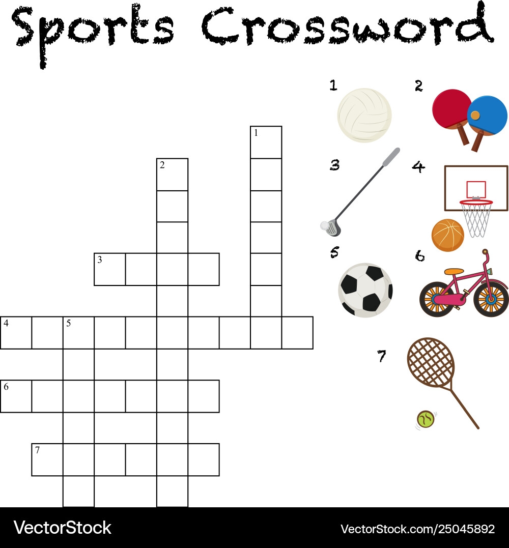 A Sport Crossword Template Royalty Free Vector VectorStock