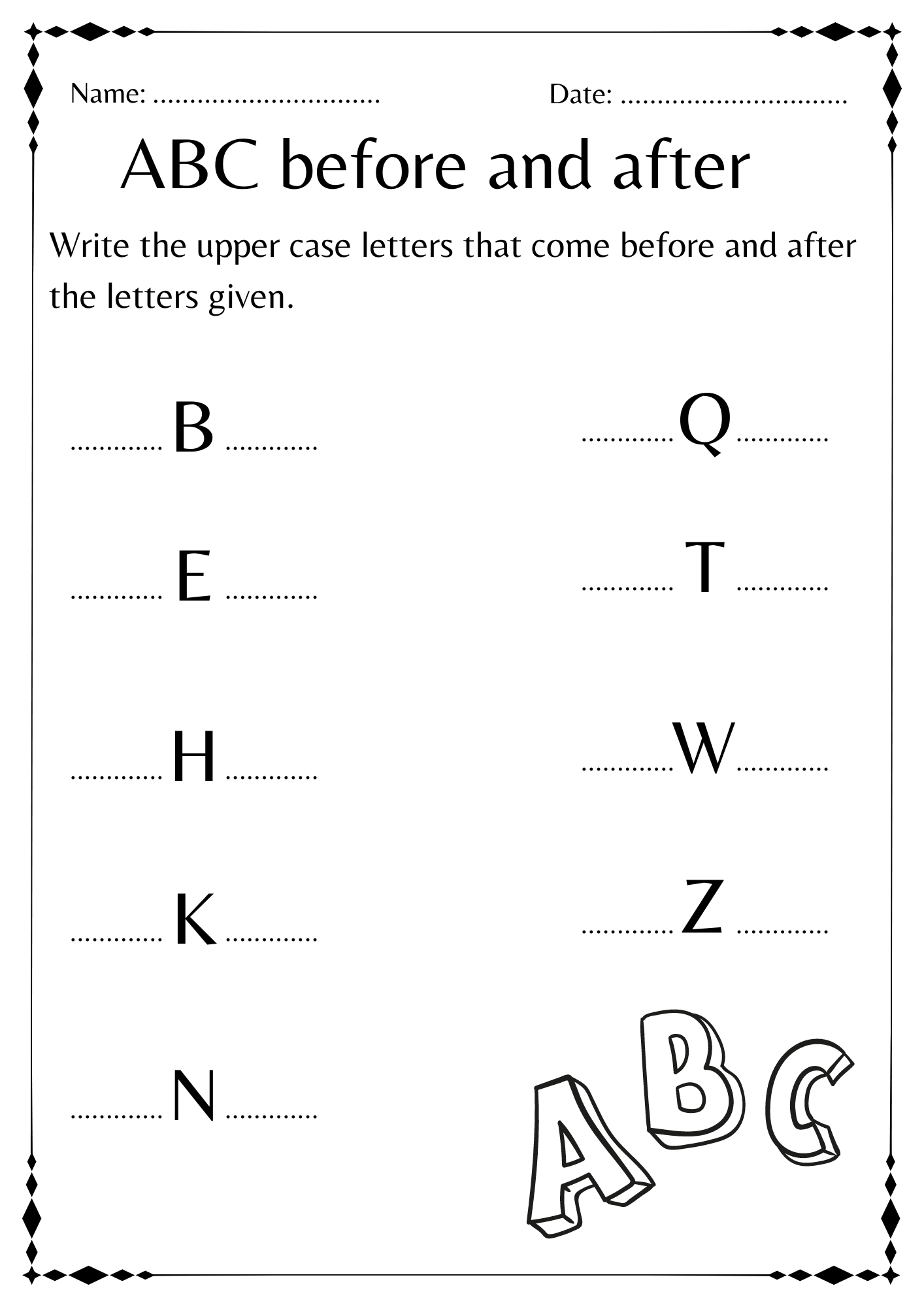 alphabet worksheets for kindergarten