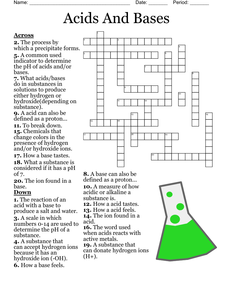 Acids And Bases Worksheet Crossword WordMint