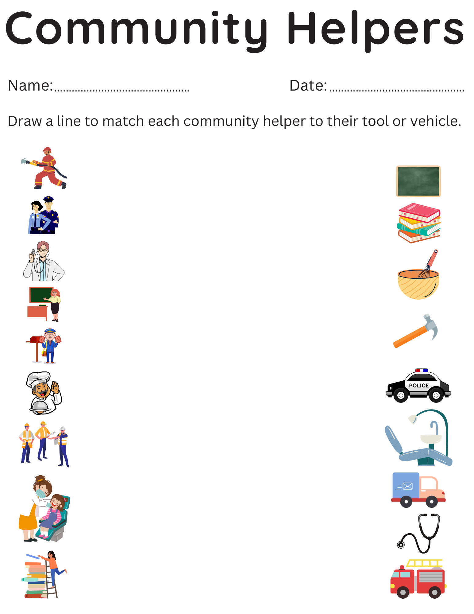 Activities Preschool Community Helpers Worksheets For Kindergarten Made By Teachers