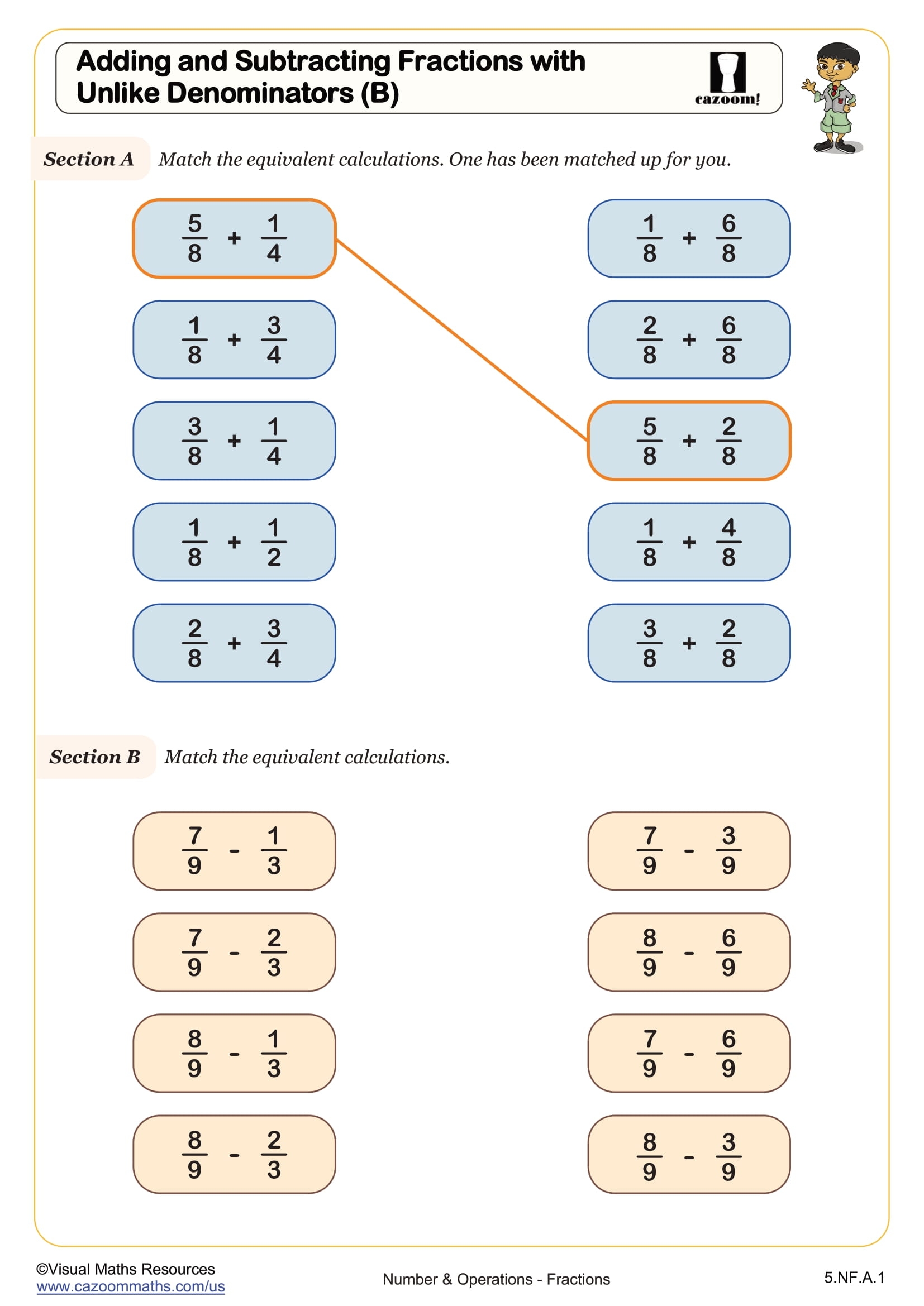 adding and subtracting fractions worksheet