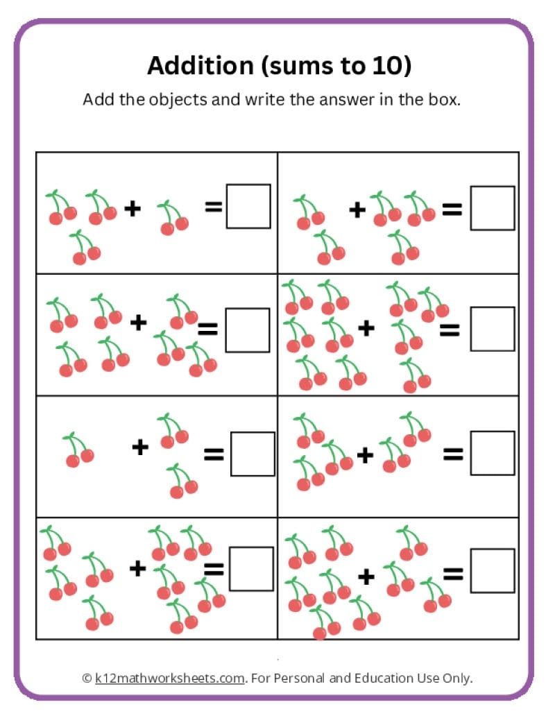 Adding With Objects Worksheets K12 Math Worksheets Adding With Objects Worksheets K12 Math Worksheets